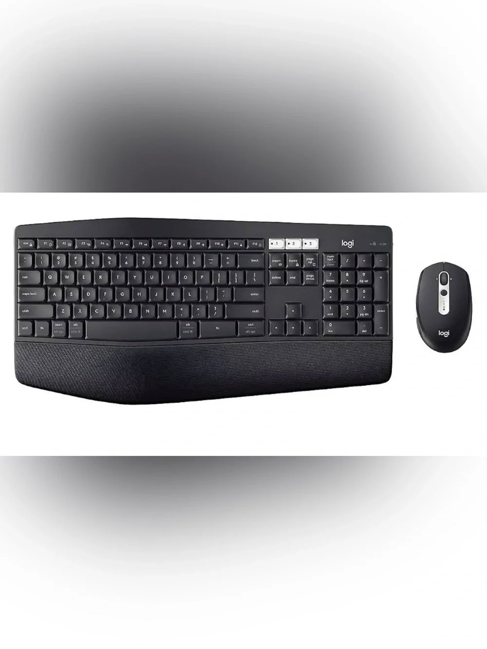 Logitech Black Wireless Keyboard and Mouse Set with Cushioned Palm Rest